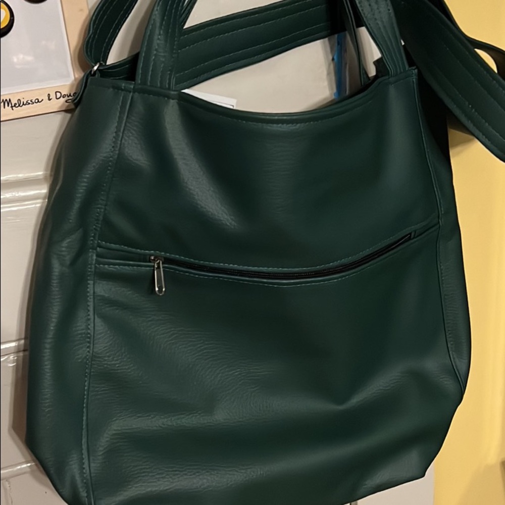 Vegan leather large green 3in1 bag